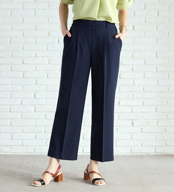 BELLUNA（ベルーナ）の「サラリ美脚見え！タック使いワイドパンツ（ワイドパンツ・ガウチョ）」｜ネイビー