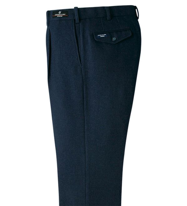 「＜コムルヴァン・オム＞ラクしてすっきり暖かスラックス（メンズスラックス）」｜ネイビー