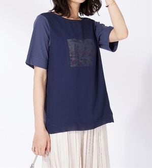 BELLUNA（ベルーナ）の「〈日比谷花壇〉シフォン重ねプルオーバー（カットソー）」｜ネイビー