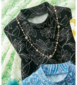 ルフラン（ルフラン）の「さらり華やかプルオーバー（カットソー）」｜黒線花柄