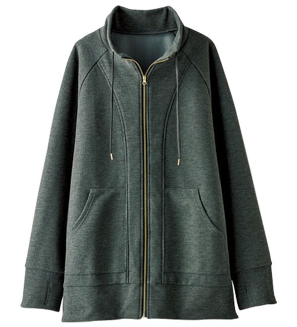 BELLUNA（ベルーナ）の「裏起毛ワッフル素材スタンドカラージャケット（ブルゾン）」｜詳細画像