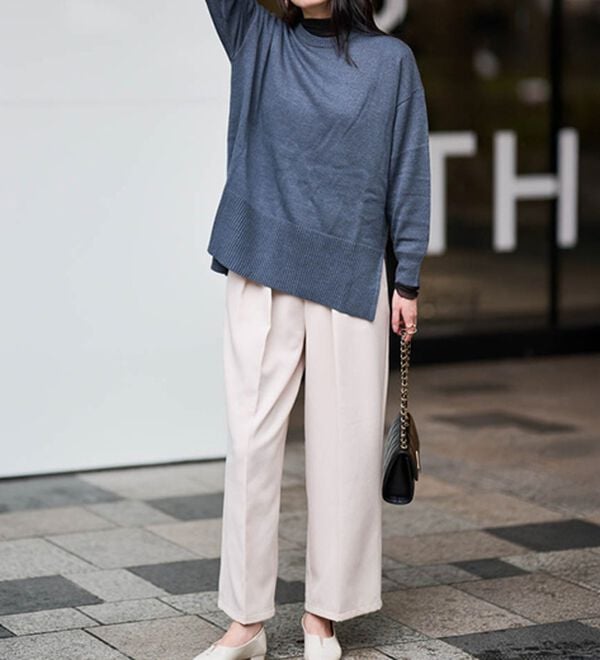 RANAN（ラナン）の「ワイドリブ使いカラーニットチュニック（ニット・セーター）」｜詳細画像