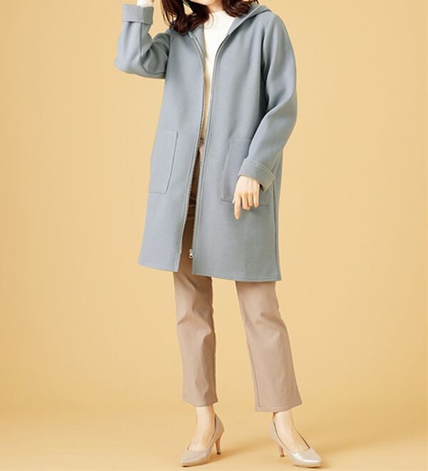 BELLUNA（ベルーナ）の「裏あぜ素材フードデザインコート（ロングコート）」｜詳細画像