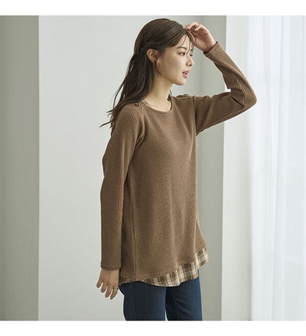 BELLUNA（ベルーナ）の「異素材重ね着風チュニック（チュニック）」｜詳細画像