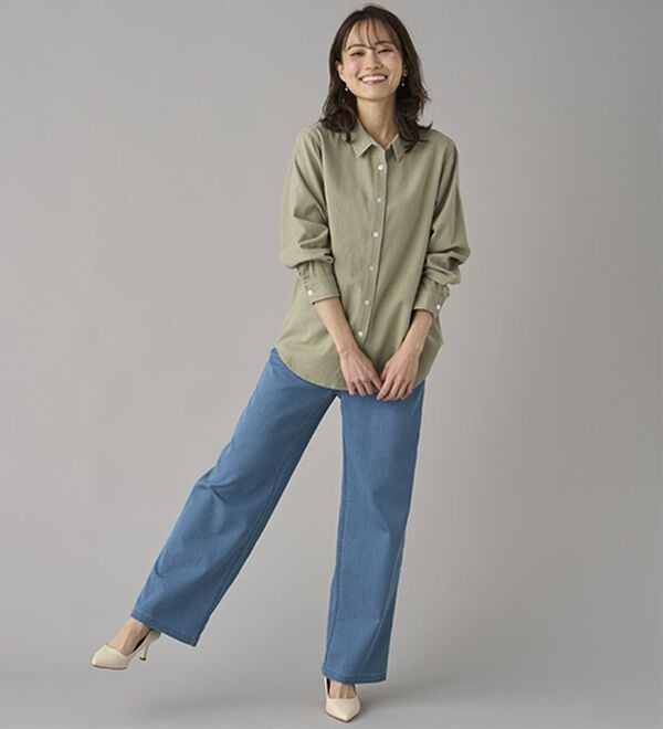 BELLUNA（ベルーナ）の「新感覚！メッシュデニムワイドパンツ（フルレングスパンツ）」｜詳細画像