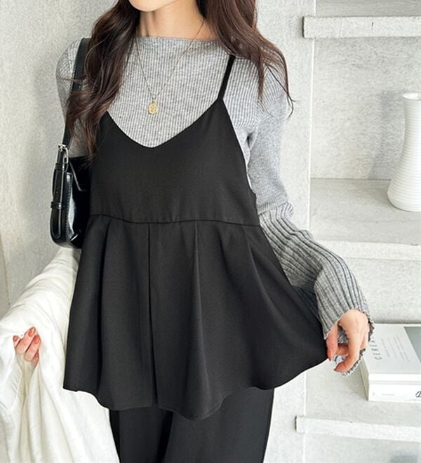 GeeRA（ジーラ）の「セットアップ風プリーツビスチェキャミサロペ（オールインワン）」｜詳細画像