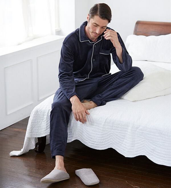 「しっとりストレッチベロアパジャマ（メンズルームウェア）」｜詳細画像