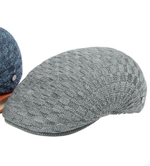 「＜ゴールドファイル＞市松模様ニットハット（メンズ帽子）」｜ハンチンググレー