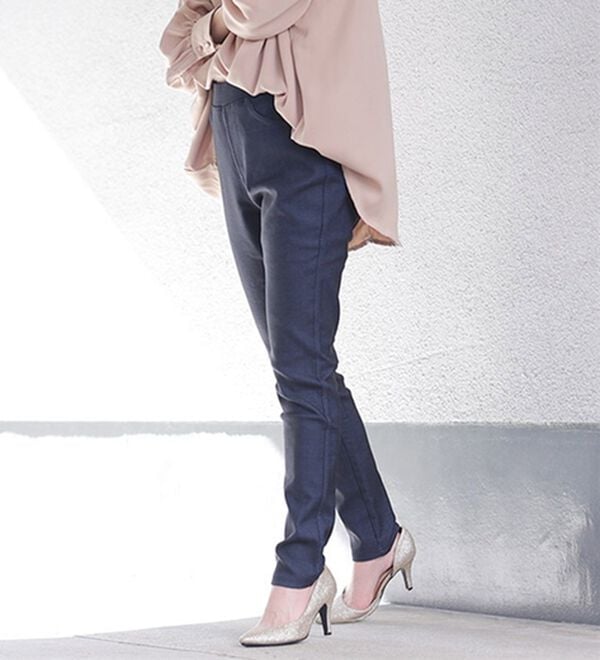 A HAPPY MARILYN（アハッピーマリリン）の「【Ｍ～８Ｌ】楽ちん暖かスキニーパンツ（スリム・スキニーパンツ）」｜デニムネイビー