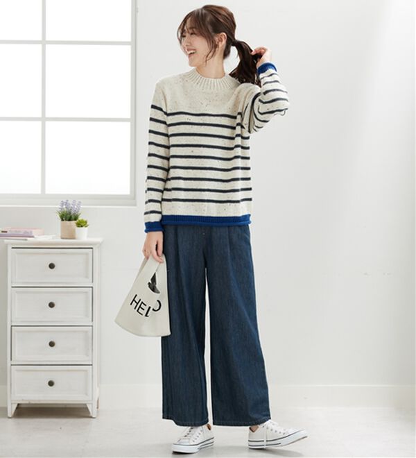 BELLUNA（ベルーナ）の「カラーネップ入り配色ボーダープルオーバー（カットソー）」｜詳細画像