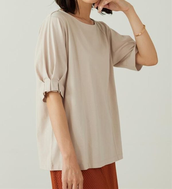 BELLUNA（ベルーナ）の「ヒンヤリ！袖タックデザインプルオーバー（カットソー）」｜詳細画像