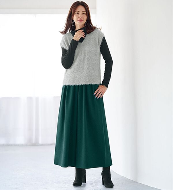 BELLUNA（ベルーナ）の「タックデザインスカーチョ（フルレングスパンツ）」｜詳細画像