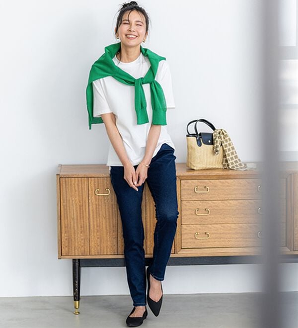 BELLUNA（ベルーナ）の「【汗ジミ対策◎】＜エアリーアイスコットン＞オーバーサイズＴシャツ【選べる袖丈】（カットソー）」｜詳細画像