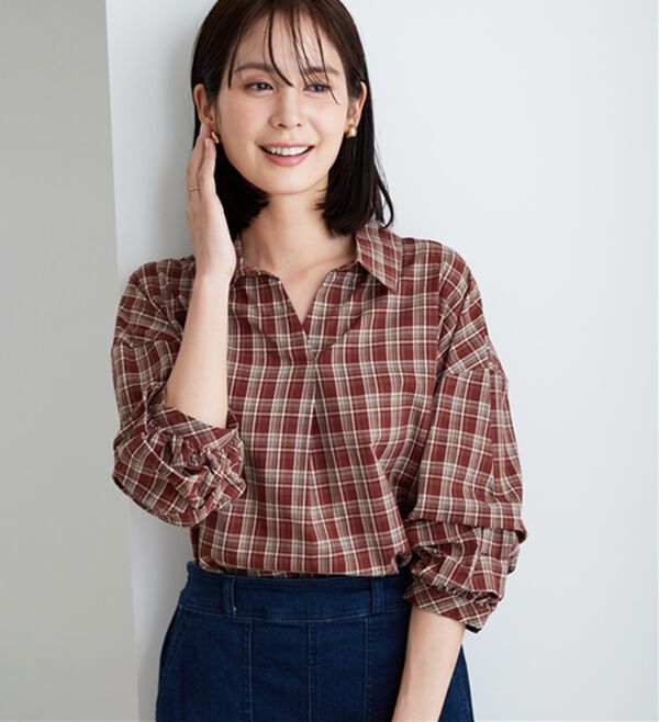 BELLUNA（ベルーナ）の「【新色追加】袖タックデザインスキッパーシャツ（シャツ）」｜詳細画像