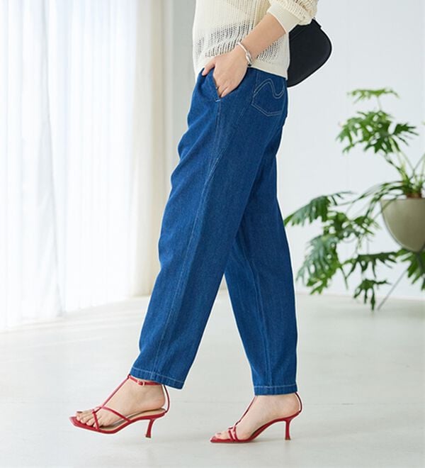 BELLUNA（ベルーナ）の「綿麻デニムすっきり見えゆるパンツ（フルレングスパンツ）」｜詳細画像