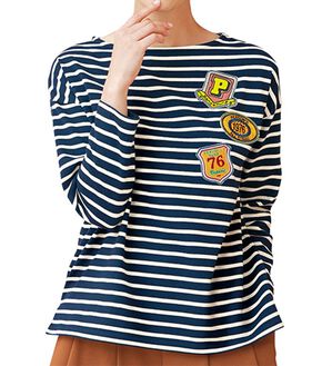 BELLUNA（ベルーナ）の「＜ＰＥＲＳＯＮ&rsquo;Ｓ　ＣＬＵＢ＞ワッペン付ボーダープルオーバー（カットソー）」｜詳細画像