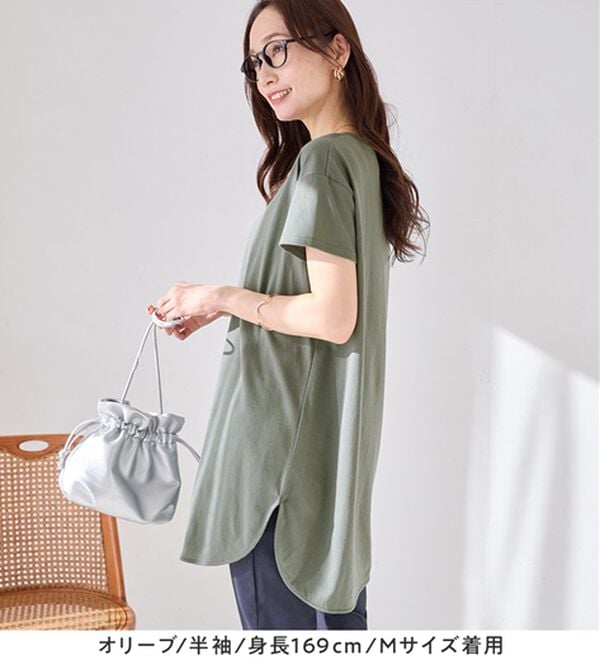 Viola e Viola（ヴィオラ エ ヴィオラ）の「＜選べる袖丈＞さらり綿混チュニックＴシャツ（チュニック）」｜詳細画像