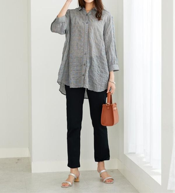 BELLUNA（ベルーナ）の「綿混テンセルぽこぽこシアーシャツチュニック（チュニック）」｜詳細画像