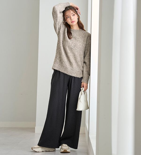 BELLUNA（ベルーナ）の「まるではく毛布！静電防止付裏ファーワイドパンツ（フルレングスパンツ）」｜詳細画像