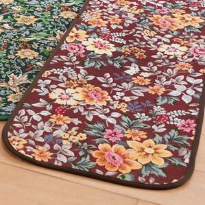 「洗えるゴブラン織キッチンマット（キッチンマット）」｜ブラウン花柄