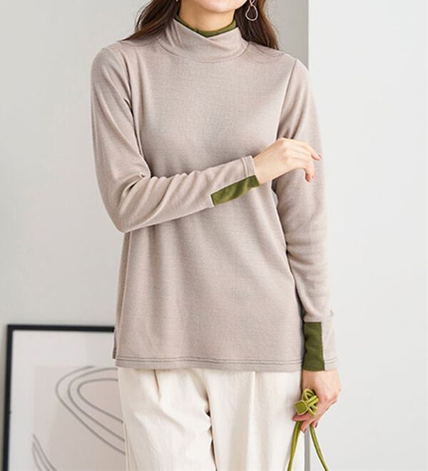 BELLUNA（ベルーナ）の「しっとり素材配色デザインプルオーバー（カットソー）」｜詳細画像