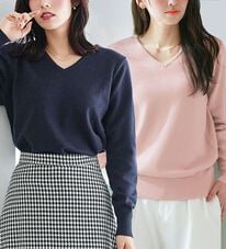 Pierrot（ピエロ）の「【Ｓ～３Ｌ】ネックが選べるプレミアムカシミヤタッチニット（ニット・セーター）」