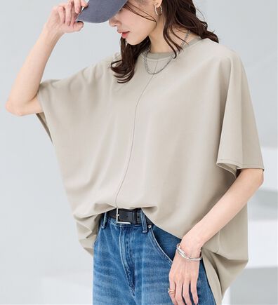 BELLUNA（ベルーナ）の「Ｔシャツ感覚なのにきちんとブラウス見え！カットジョーゼット半袖プルオーバー（カットソー）」