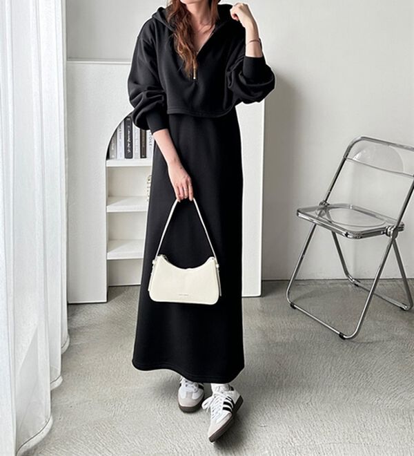 セットアップ風ハーフジップワンピース - ベルーナ【公式】