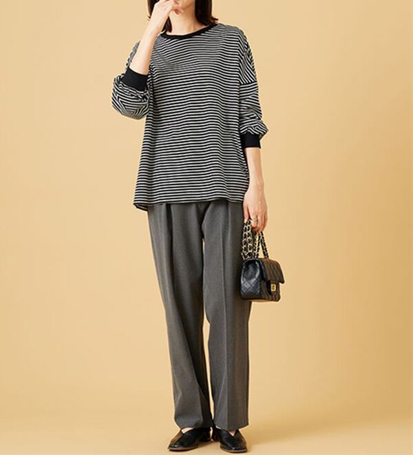 BELLUNA（ベルーナ）の「ゆったり体型カバー！ボーダープルオーバー（カットソー）」｜詳細画像