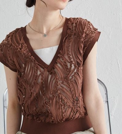 RANAN（ラナン）の「【前後２ＷＡＹ】シアー刺しゅうベスト（ベスト）」