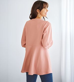 BELLUNA（ベルーナ）の「裏起毛ふくれジャカードペプラムチュニック（チュニック）」｜ピンク