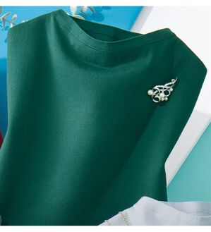 ルフラン（ルフラン）の「綿シルクボトルネックプルオーバー（カットソー）」｜グリーン