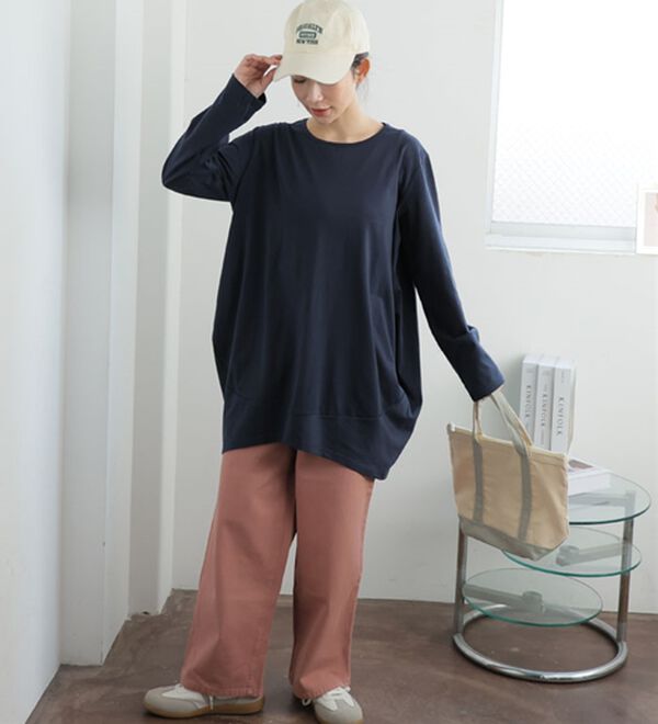 A HAPPY MARILYN（アハッピーマリリン）の「【Ｍ～８Ｌ】長袖・七分袖・半袖 コクーン シルエット チュニック（チュニック）」｜詳細画像