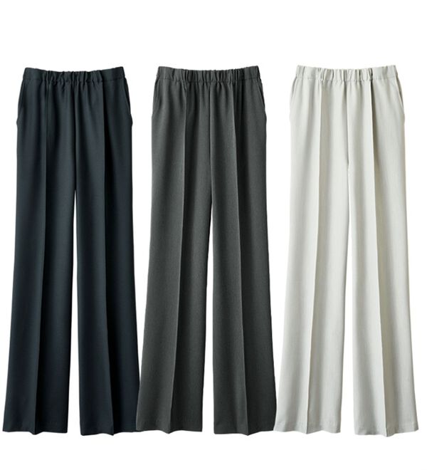 ルフラン（ルフラン）の「【３本組】日本製すっきり見えの上品フレアーパンツ（ワイドパンツ・ガウチョ）」｜詳細画像