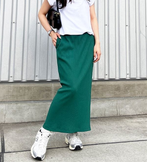 GeeRA（ジーラ）の「【着回し力◎】楽ちんすっきり見え！リブロングスカート（ロングスカート）」｜詳細画像