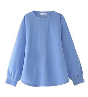 BELLUNA（ベルーナ）の「きれい見えジョーゼット素材Tブラウス（ブラウス）」｜ブルー