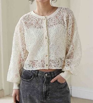 RANAN（ラナン）の「シアーレースカーディガン（その他カーディガン）」｜アイボリー