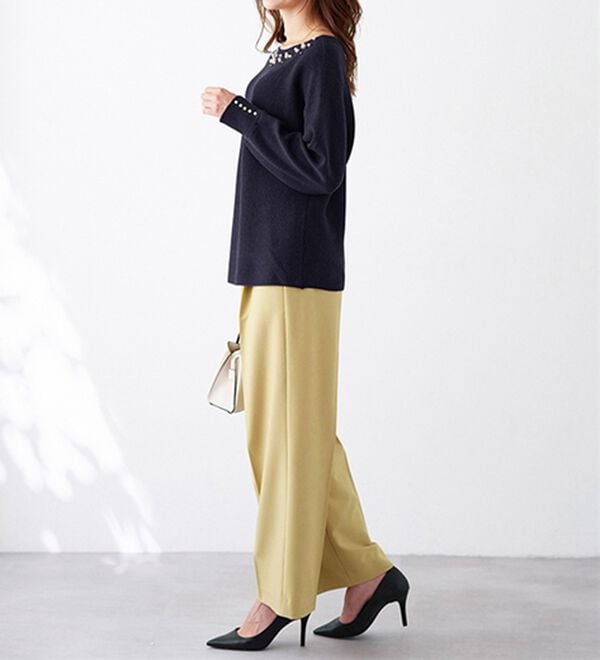 BELLUNA（ベルーナ）の「パール付ラメ入りドルマンニットプルオーバー（ニット・セーター）」｜詳細画像