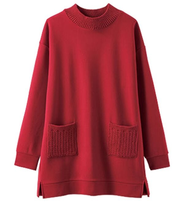 BELLUNA（ベルーナ）の「裏起毛素材ニット切替チュニック（チュニック）」｜詳細画像