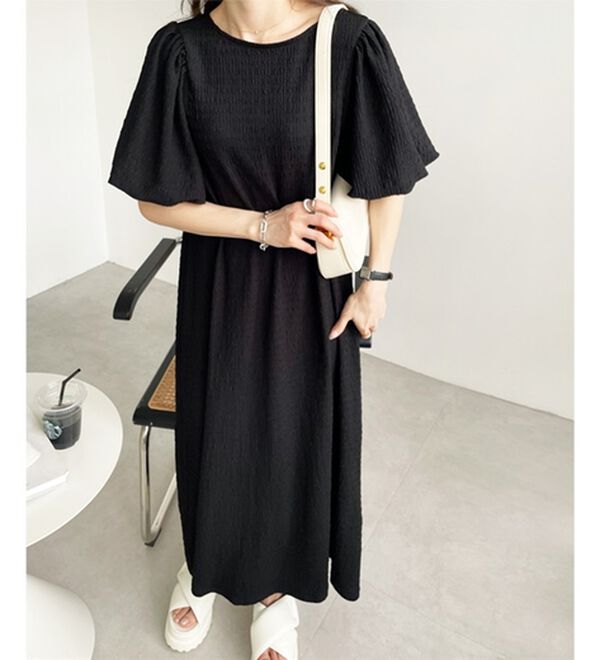 GeeRA（ジーラ）の「ボリューム袖楽ちん表面感ワンピース（カットソーワンピース）」｜詳細画像