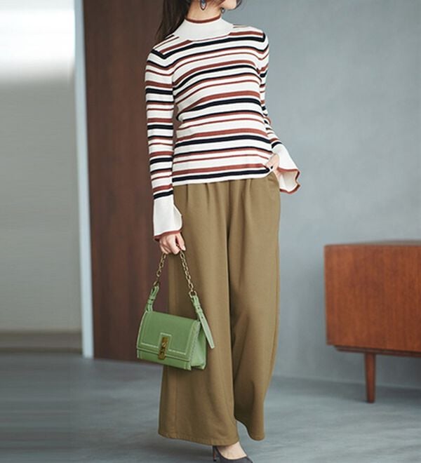 RANAN（ラナン）の「柔らかあったか！裏起毛ロングフレアガウチョパンツ（フルレングスパンツ）」｜詳細画像