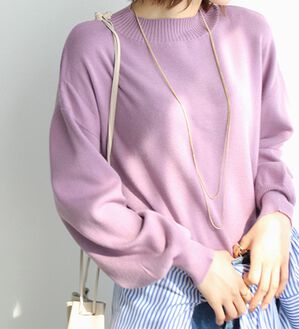 GeeRA（ジーラ）の「ボタン付モチモチニットトップス（ニット・セーター）」｜パープル