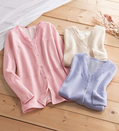 「【３色組】綿１００％レース前開きインナー（肌着・インナーウェア）」