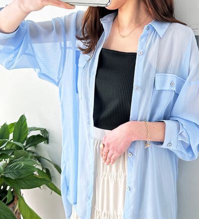 GeeRA（ジーラ）の「オーバーサイズシアー楊柳シャツ（シャツ）」