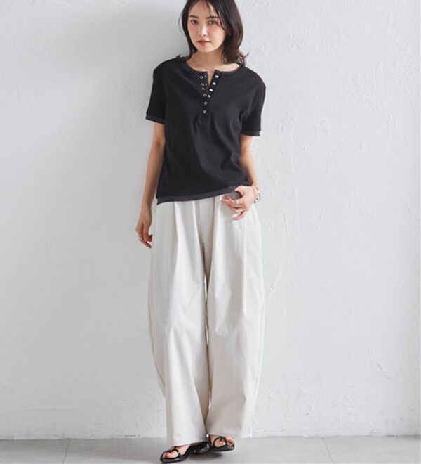 RANAN（ラナン）の「レイヤード風ヘンリーネックTシャツ（カットソー）」｜詳細画像
