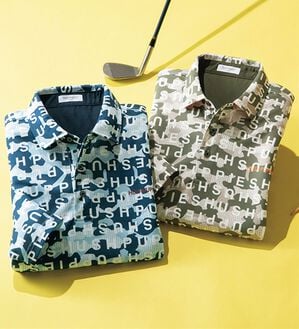 「＜ハッシュパピー・ゴルフ＞ドライタッチ総柄ポロシャツ（メンズポロシャツ）」｜2色組