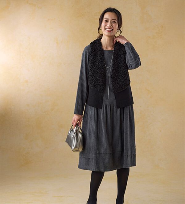 BELLUNA（ベルーナ）の「プードルファー切替ニットベスト（ベスト）」｜詳細画像