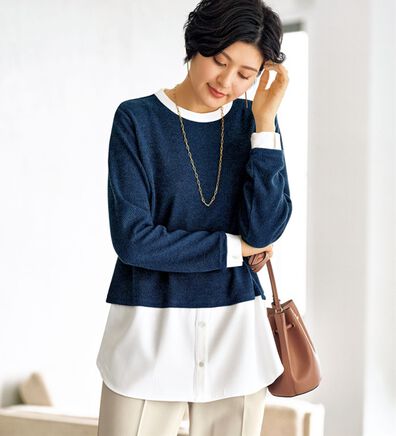 BELLUNA（ベルーナ）の「杢調素材シャツレイヤード風チュニック（チュニック）」