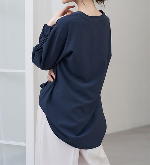 RANAN（ラナン）の「3つの機能付！パール調ボタン付スキッパーブラウス（ブラウス）」｜詳細画像