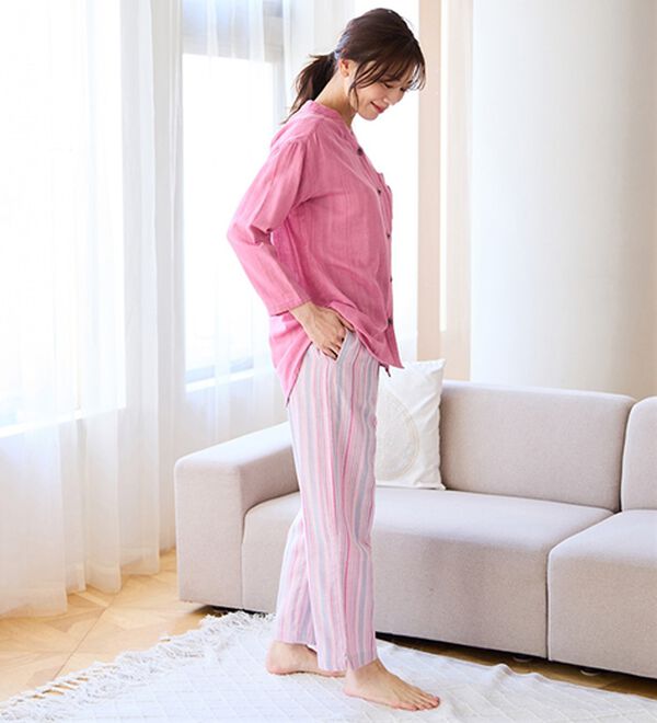 LAVIENNE（ラヴィエンヌ）の「【オーガニックコットン使用】綿１００％Ｗガーゼのルームパジャマ（パジャマ・ルームウェア）」｜詳細画像